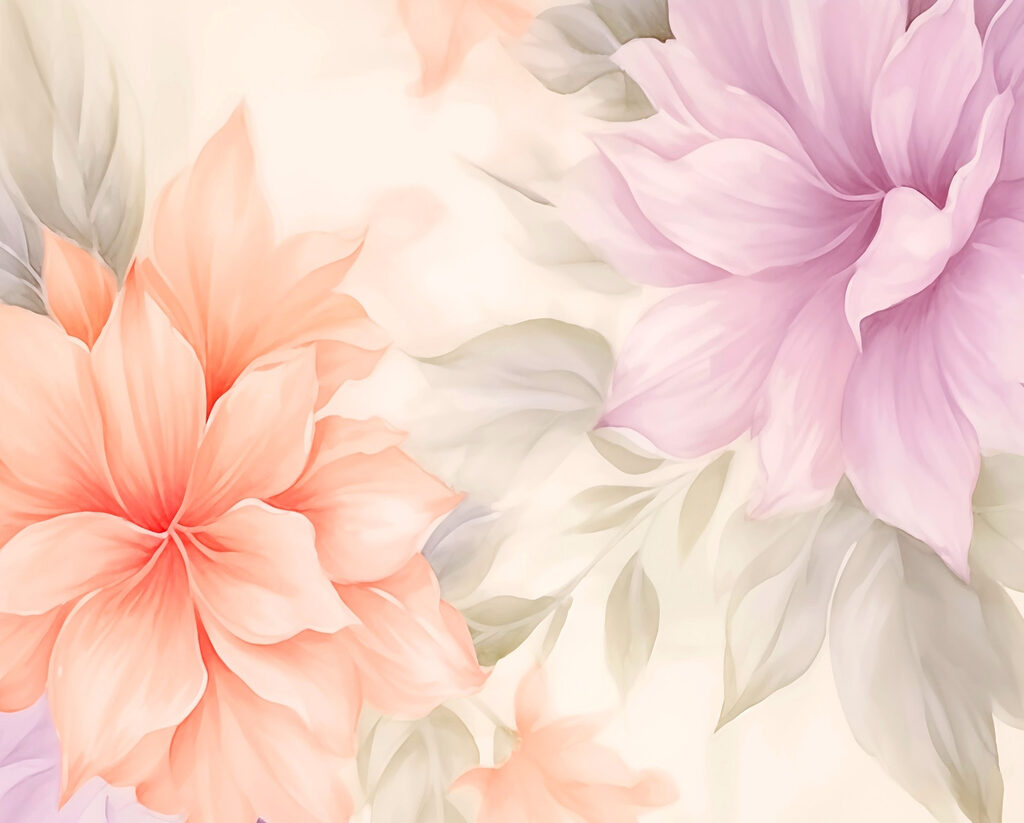 Soft florals in gentle pastel hues. Soft florals in gentle pastel hues.