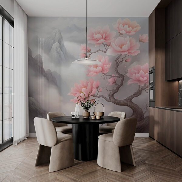 Tree with pink flowers on it Wall murals Tree with pink flowers on it