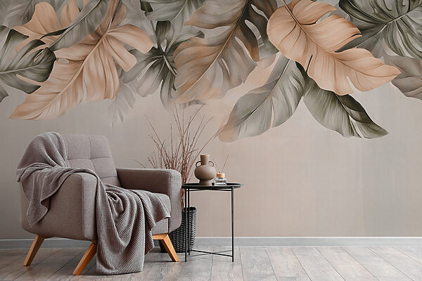 Elegant leaves in soft tones. Elegant leaves in soft tones.