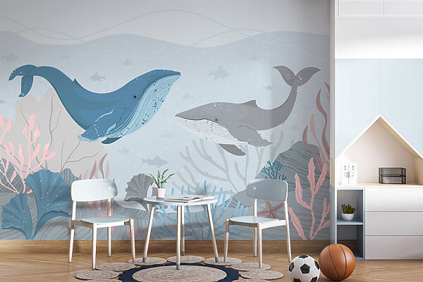 Whale and whale under water Whale and whale under water