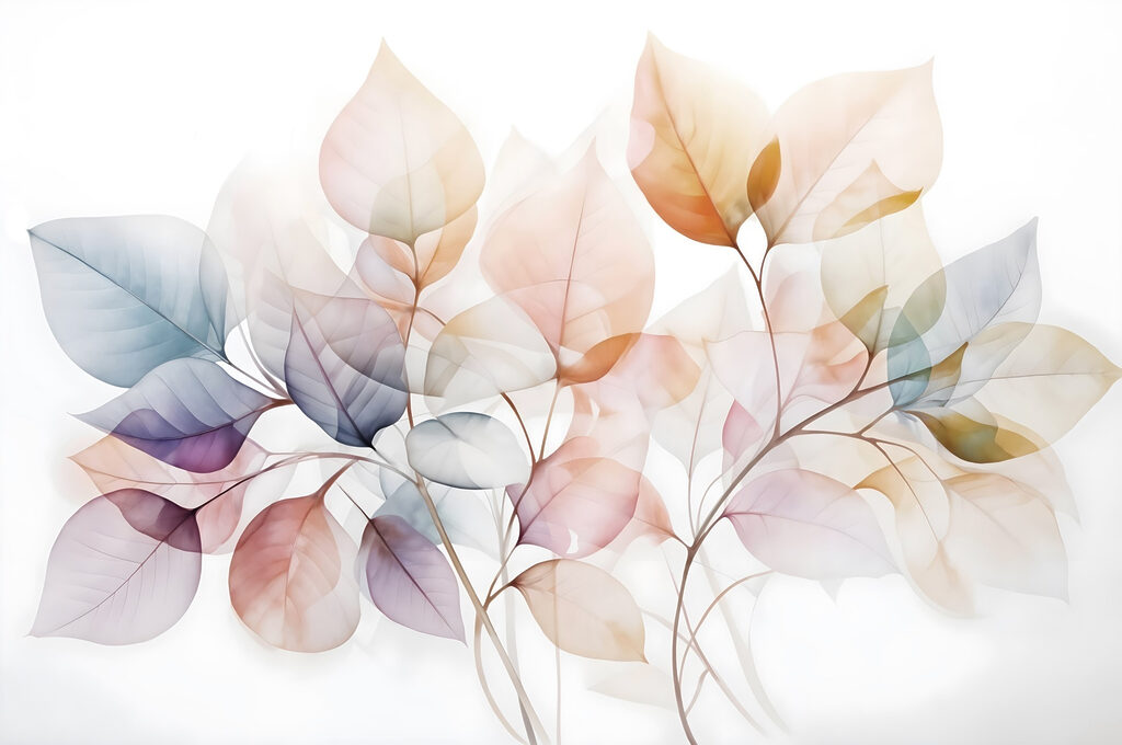 Delicate leaves in soft hues. Delicate leaves in soft hues.