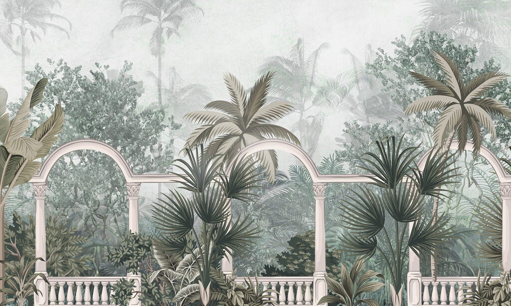 Wallpaper with palm trees and a balcony Wallpaper with palm trees and a balcony