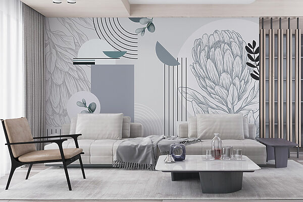 Wallpaper with a flower and leaves Wallpaper with a flower and leaves