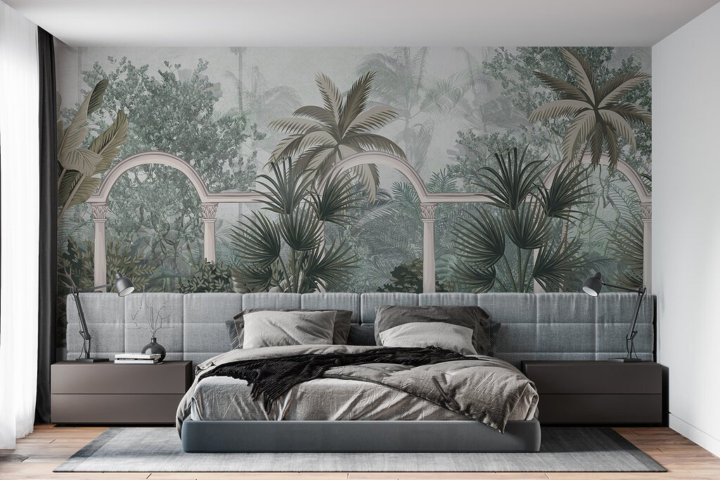 Wallpaper with palm trees and a balcony Wallpaper with palm trees and a balcony