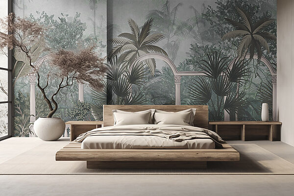 Wallpaper with palm trees and a balcony Wallpaper with palm trees and a balcony
