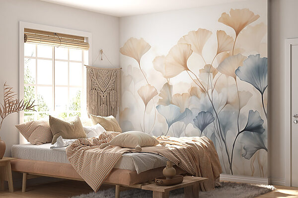 Painting of flowers with leaves Painting of flowers with leaves