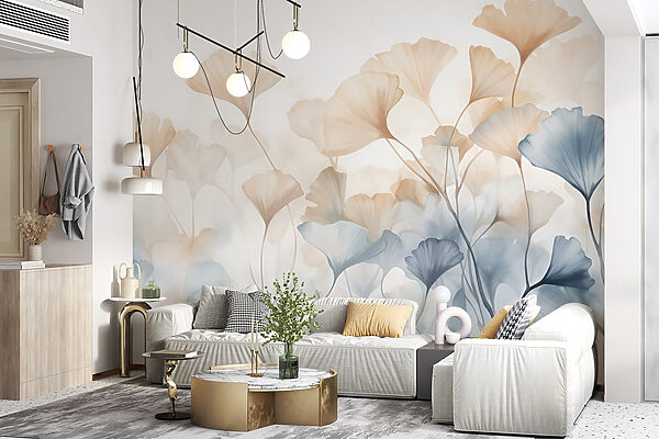 Painting of flowers with leaves Painting of flowers with leaves