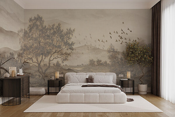 Wall murals Landscape with trees and a river (SKU: w08920)