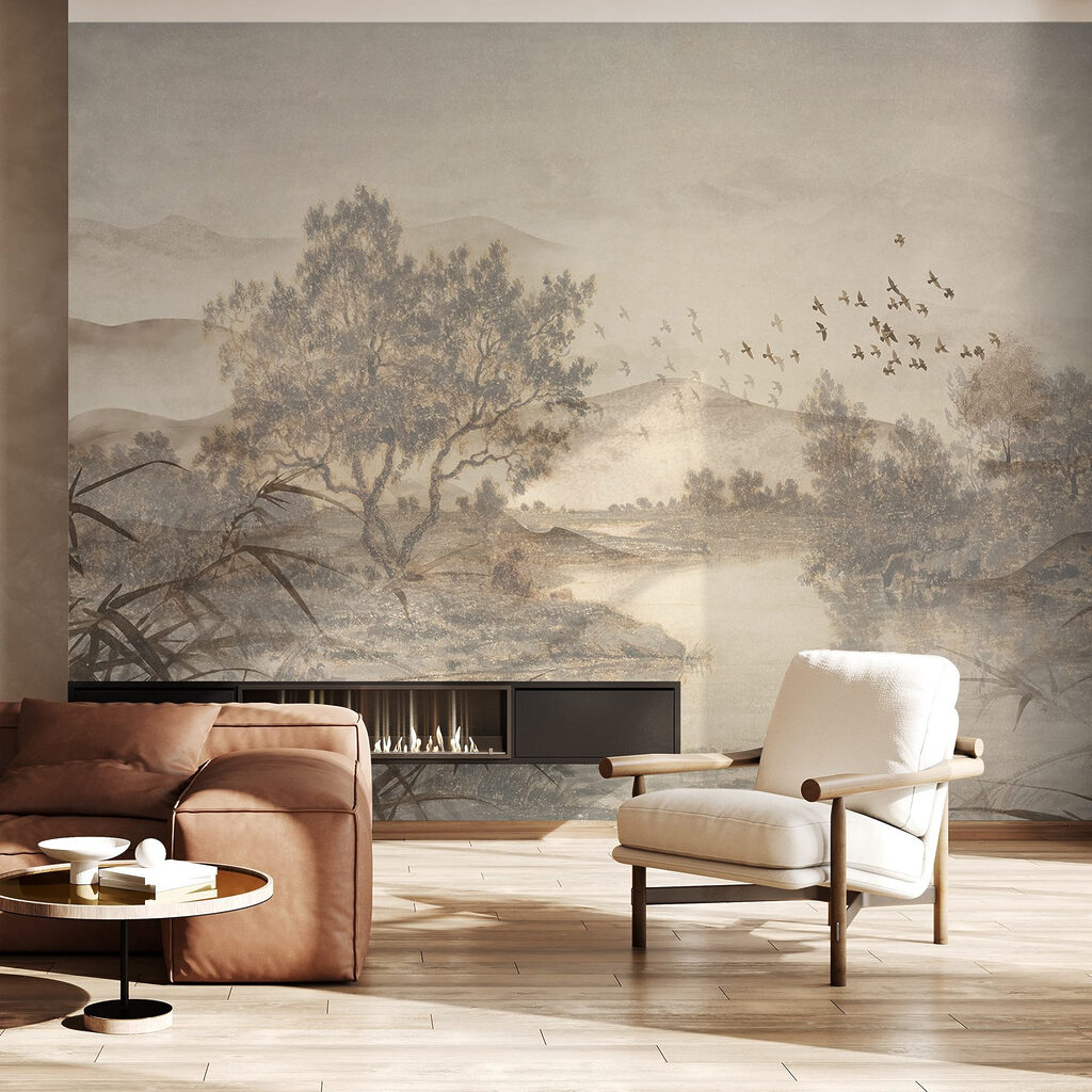 Landscape with trees and a river Landscape with trees and a river