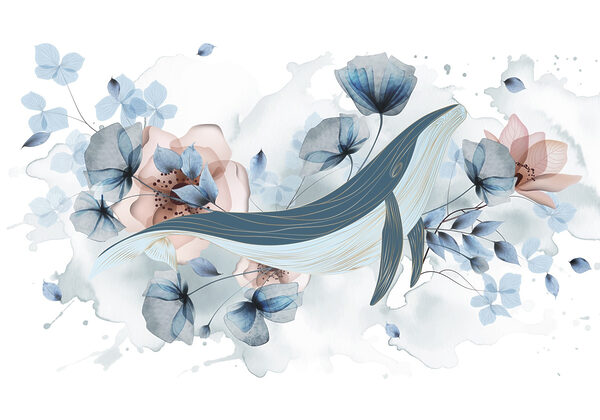 Whale with flowers and leaves Whale with flowers and leaves