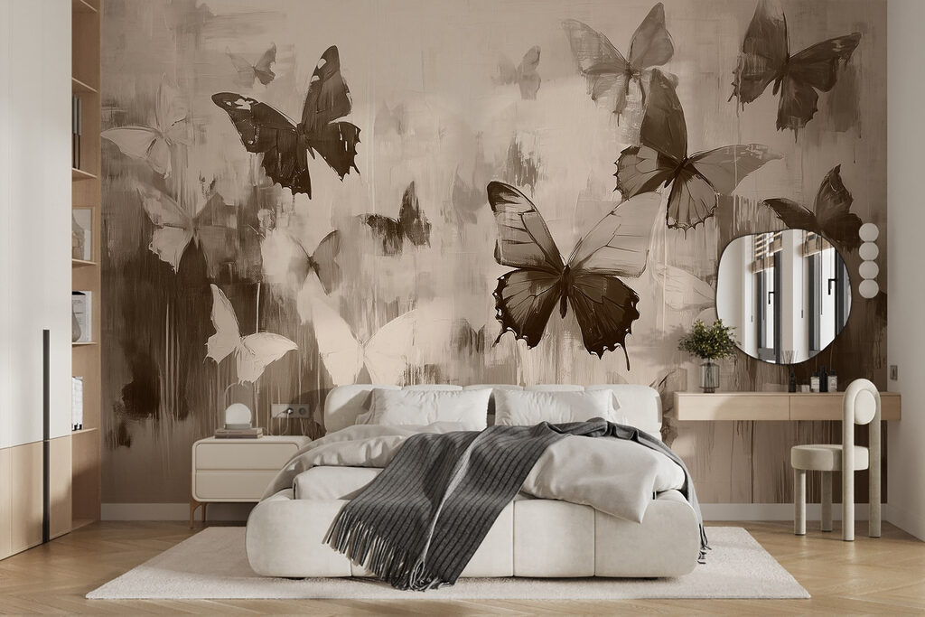 Group of butterflies flying