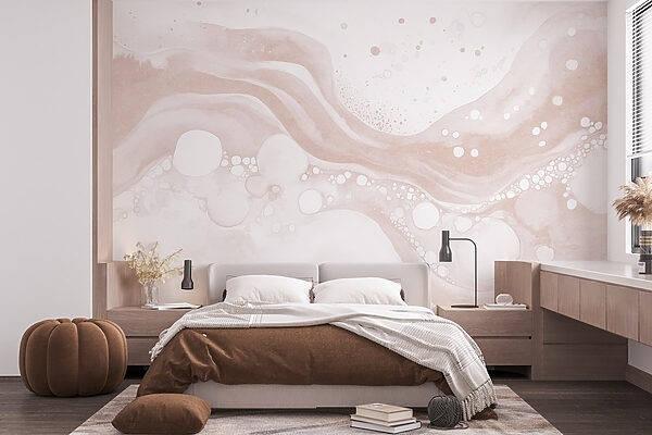 White and brown liquid with white circles and dots White and brown liquid with white circles and dots