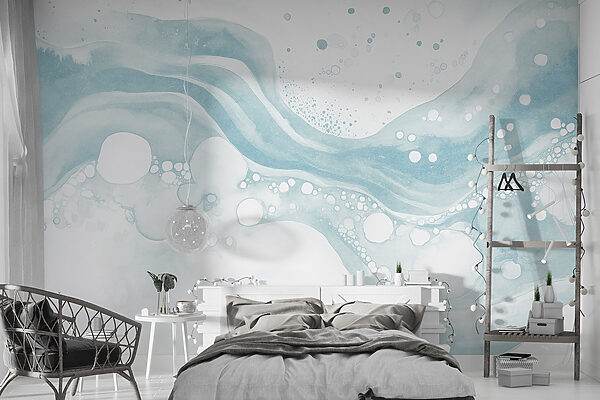 White and blue watercolor painting White and blue watercolor painting