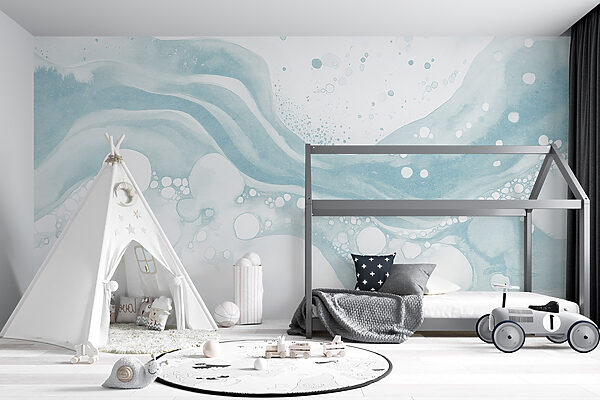 White and blue watercolor painting White and blue watercolor painting