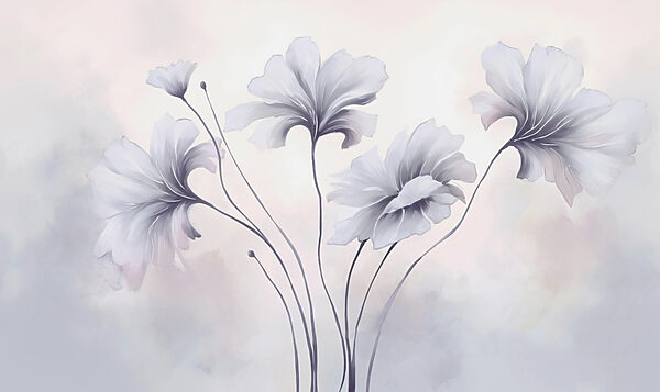 Painting of flowers on a white background Painting of flowers on a white background