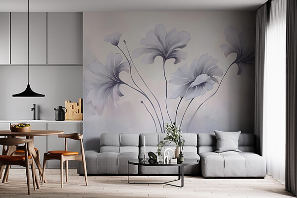 Painting of flowers on a white background Painting of flowers on a white background