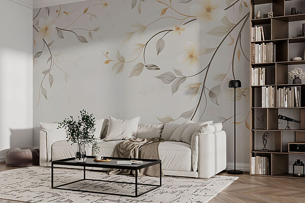 White and brown floral design White and brown floral design