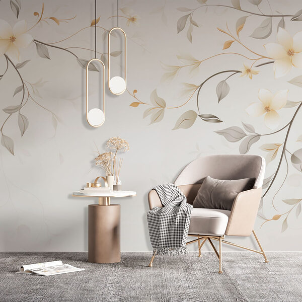 White and brown floral design White and brown floral design