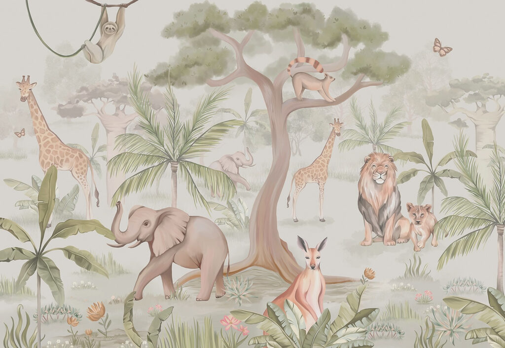 Wallpaper with animals and trees Wallpaper with animals and trees