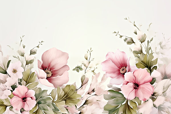 Painting of flowers and leaves Painting of flowers and leaves