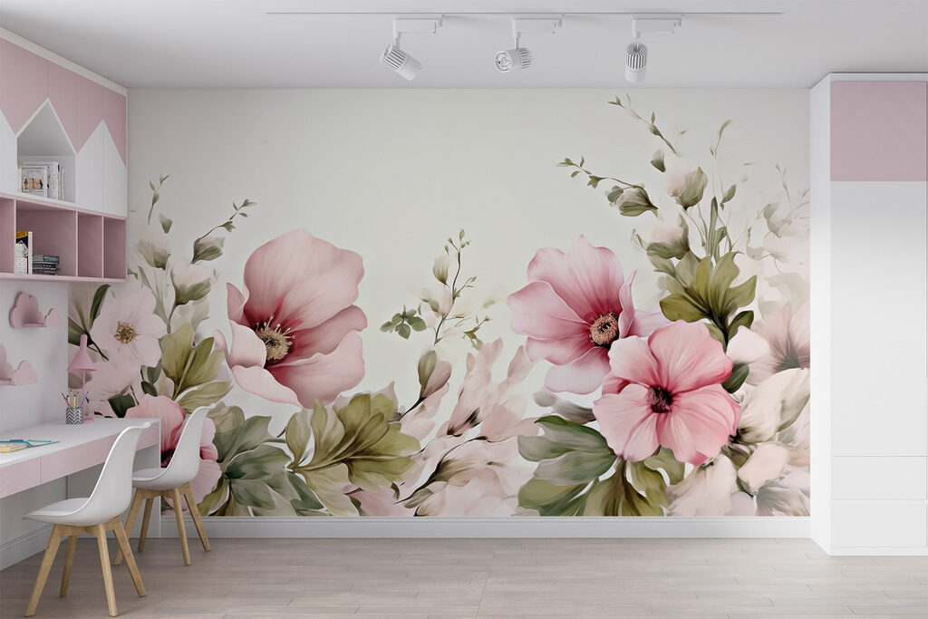 Painting of flowers and leaves