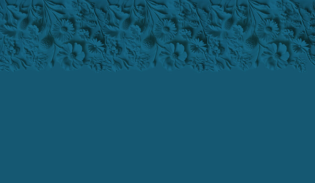 Blue background with flowers and leaves Blue background with flowers and leaves