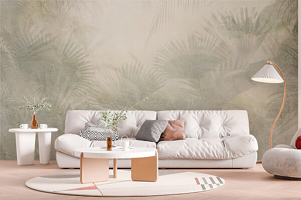 White background with palm leaves White background with palm leaves
