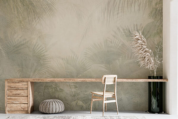 White background with palm leaves White background with palm leaves