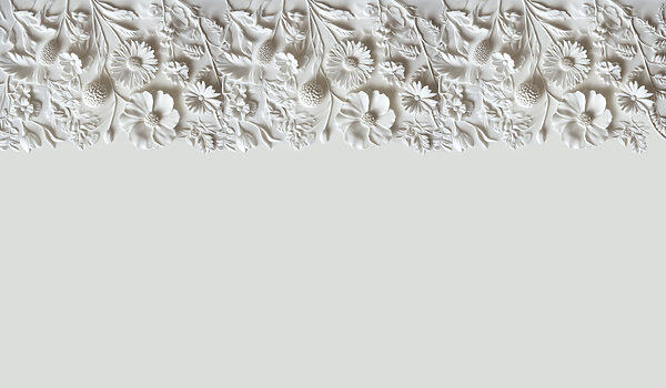 White floral design on a wall White floral design on a wall