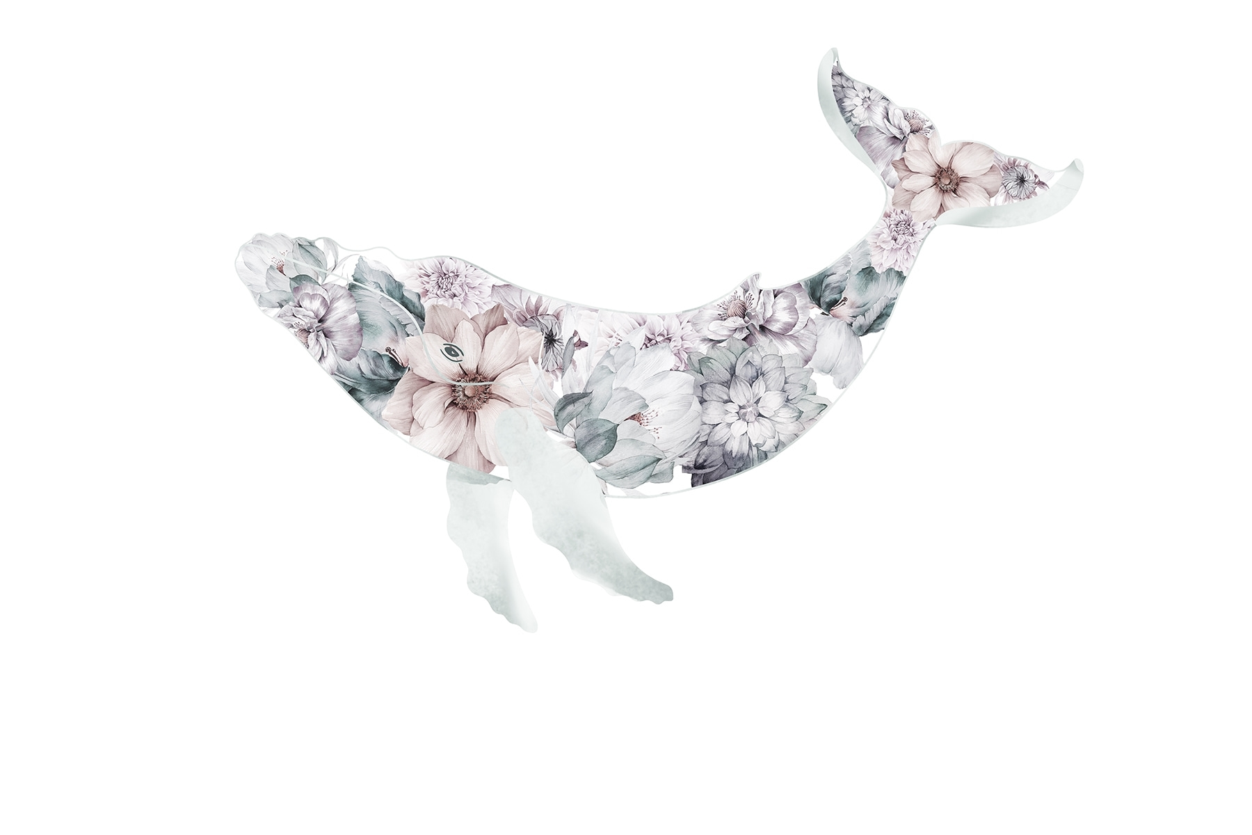 Whale with flowers on it