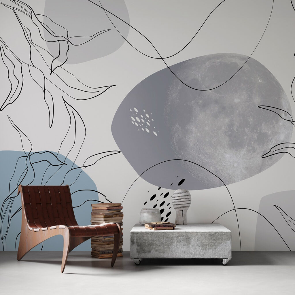 Moon and plants on a white background