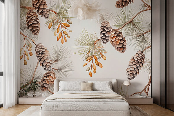 Pattern of pine cones and needles Wall murals Pattern of pine cones and needles