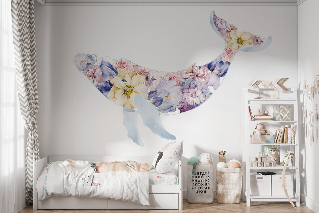 Whale with flowers on it