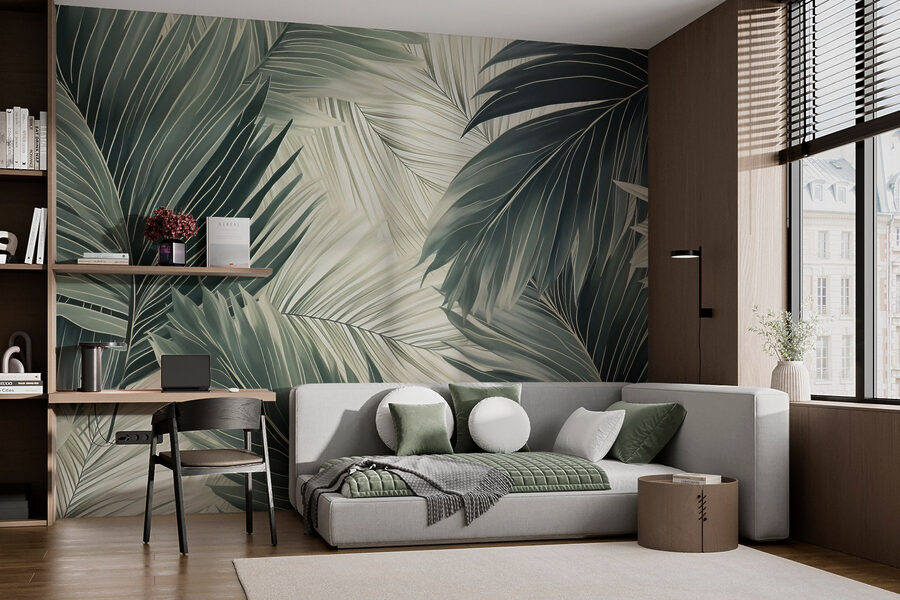 Lush green leaves in soft hues