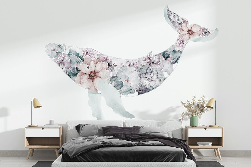 Whale with flowers on it