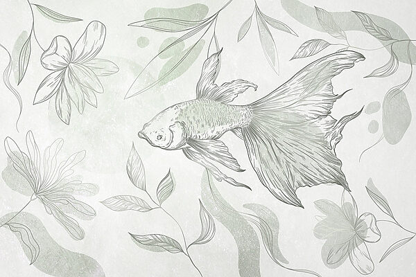 Fish and plants on a wall Fish and plants on a wall