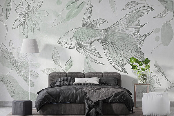 Fish and plants on a wall Fish and plants on a wall