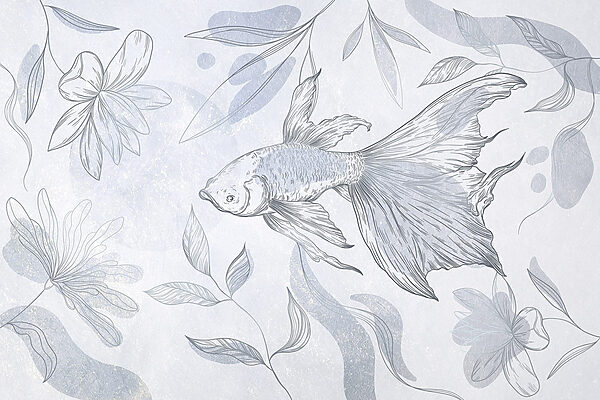Drawing of a fish and plants Drawing of a fish and plants