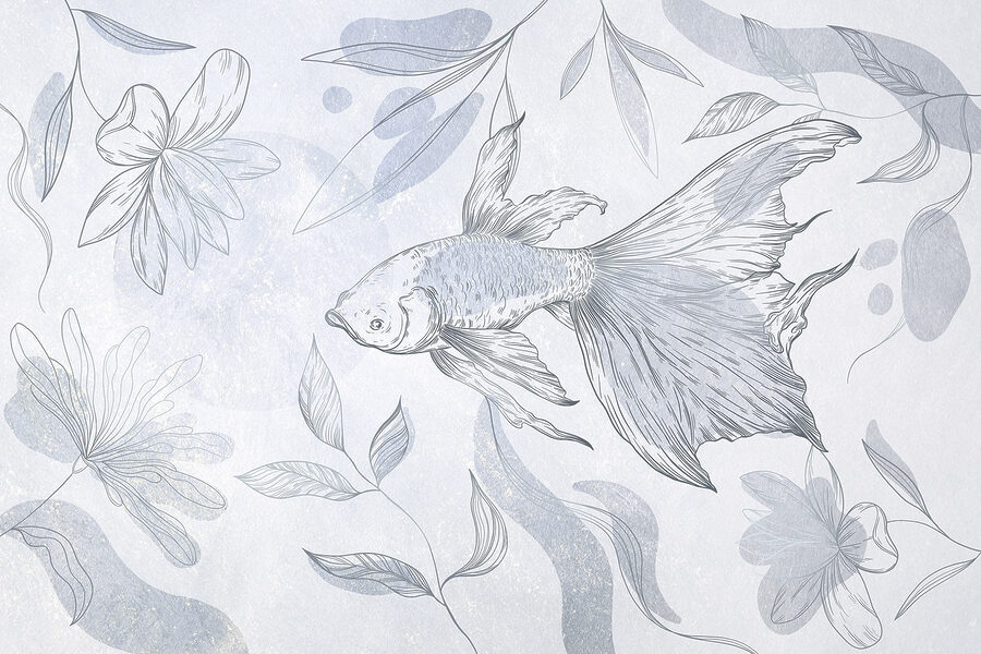 Drawing of a fish and plants