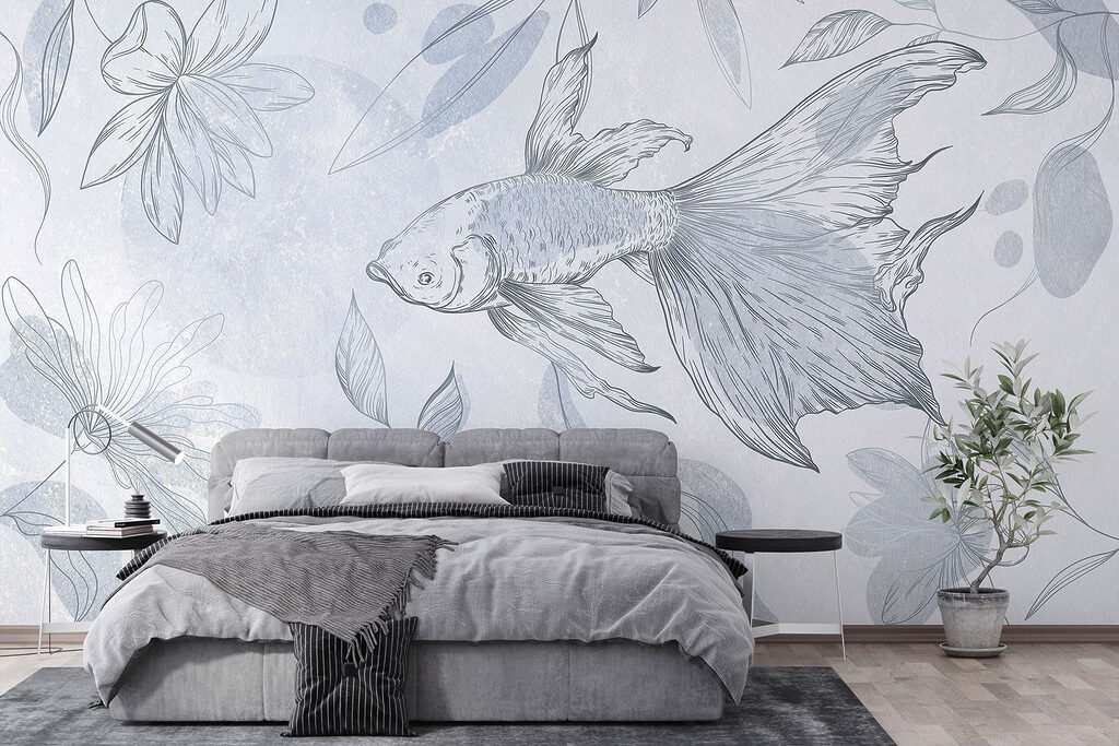 Drawing of a fish and plants