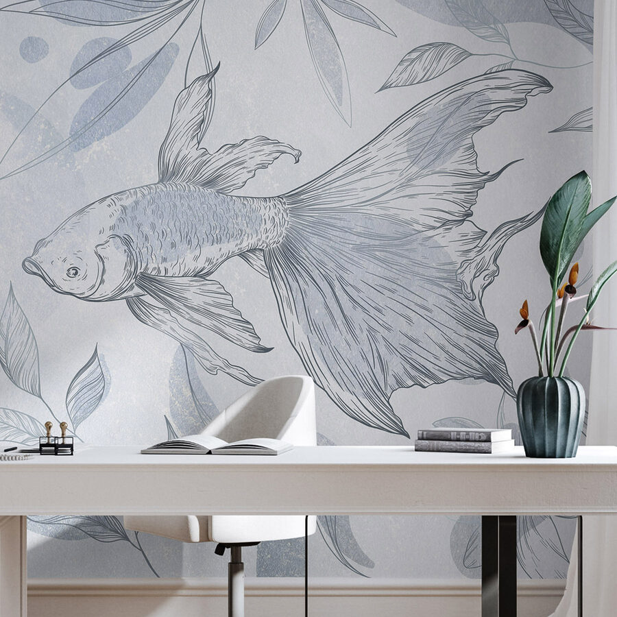 Drawing of a fish and plants
