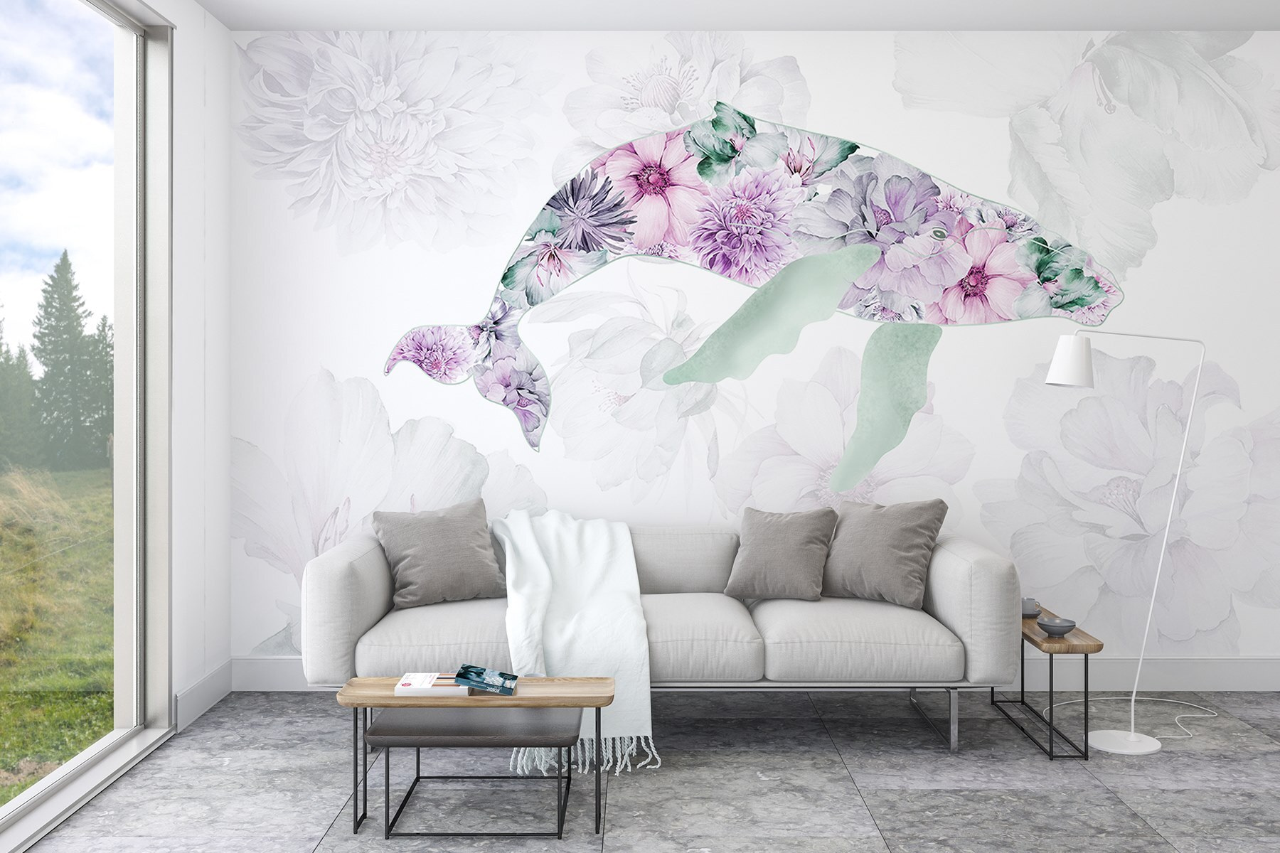 Dolphin with flowers on it
