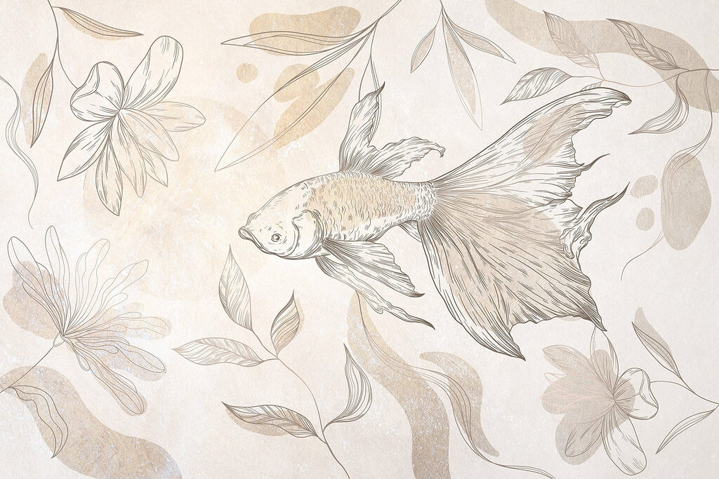 Elegant fish among floral designs. Elegant fish among floral designs.