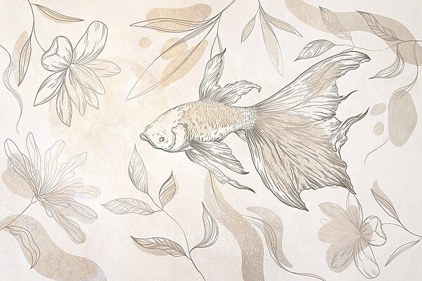 Elegant fish among floral designs. Elegant fish among floral designs.