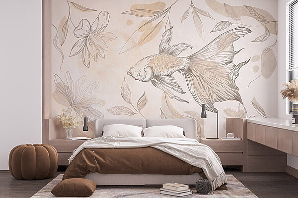 Elegant fish among floral designs. Elegant fish among floral designs.