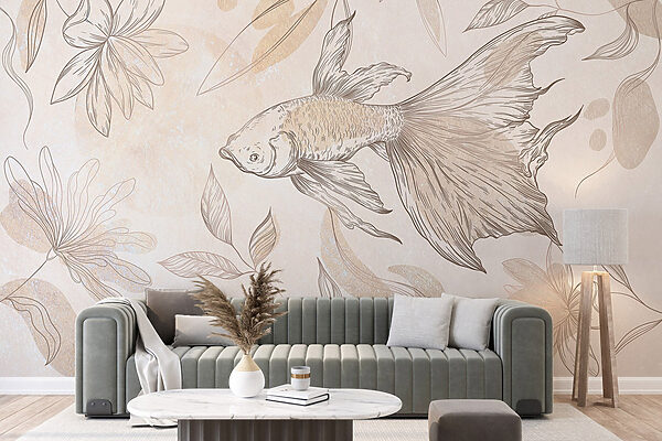 Elegant fish among floral designs. Elegant fish among floral designs.