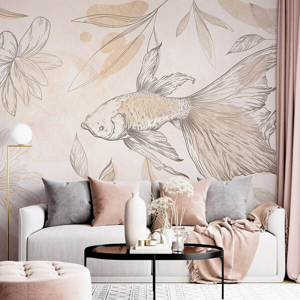Elegant fish among floral designs. Elegant fish among floral designs.