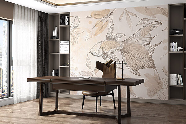 Elegant fish among floral designs. Elegant fish among floral designs.