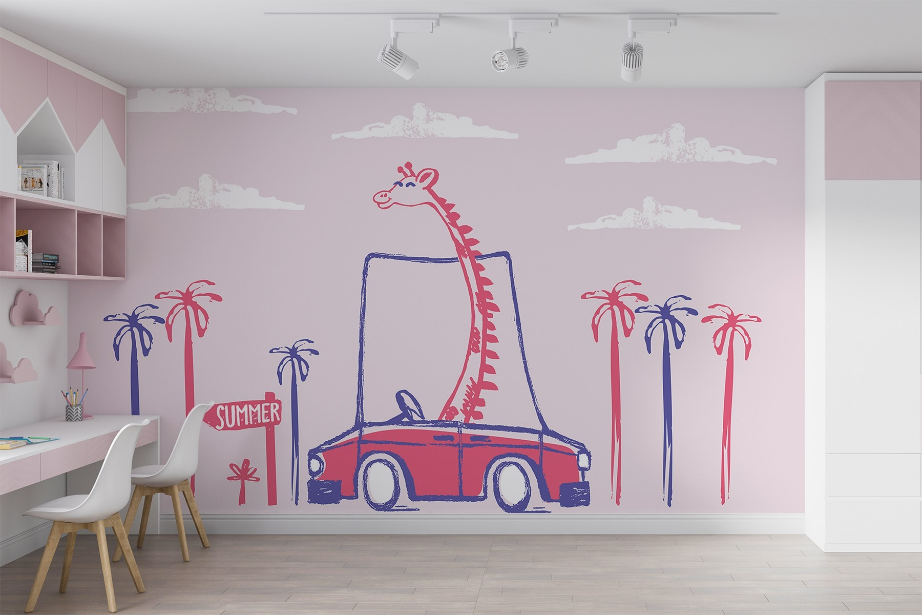 Giraffe in a car