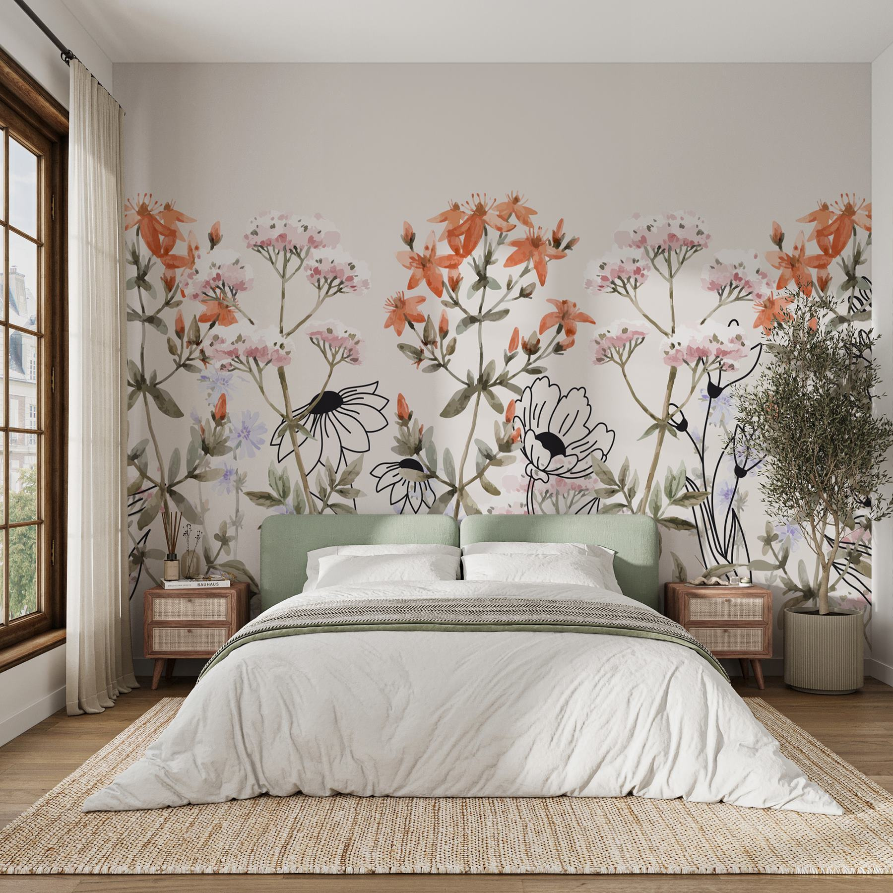 Whimsical floral arrangement in soft tones
